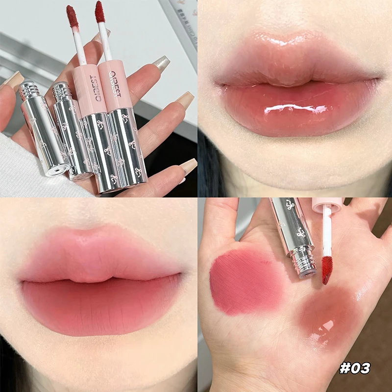 Matte Velvet Lip Tint Long Lasting - QIBEST Dubbele Hoofd Matte Fluwelen Vloeibare