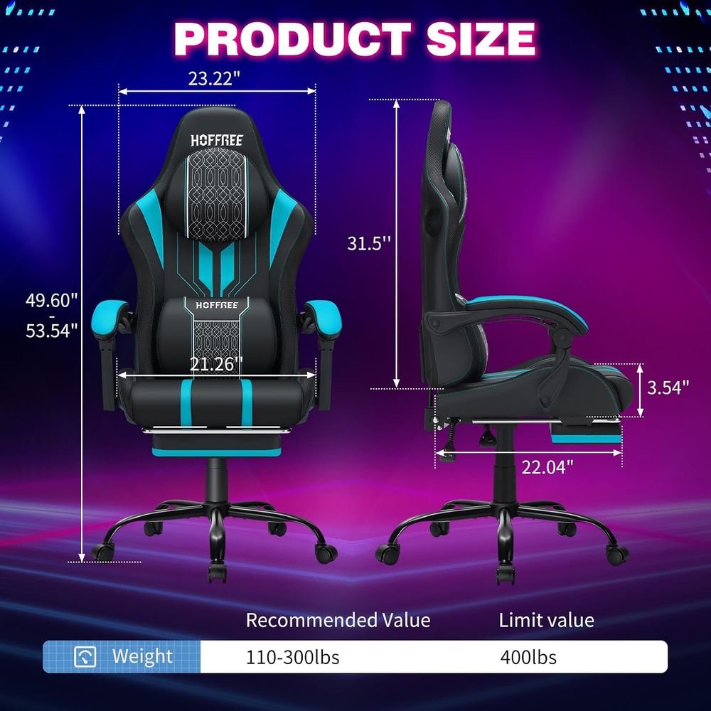 Gamingstoel met LED-verlichtin - Massage recensie en prijs